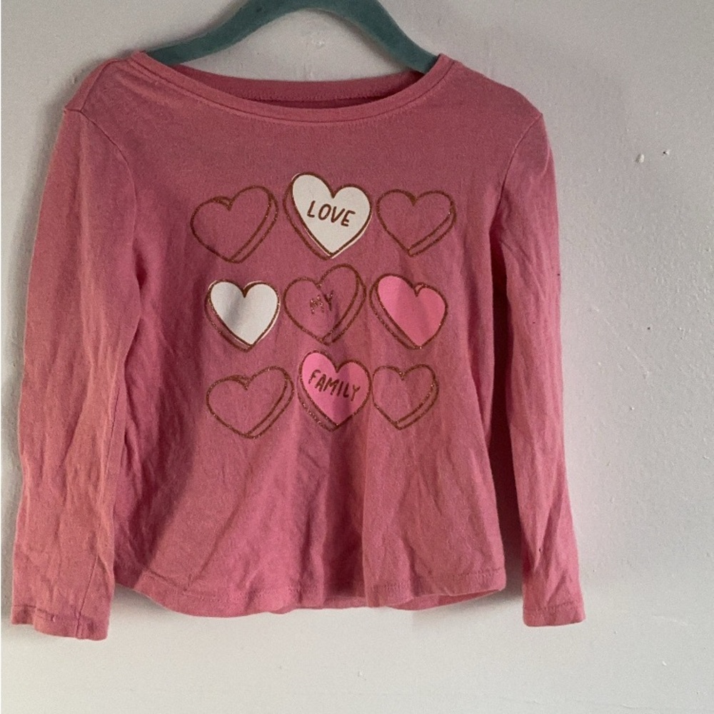 Old Navy Pink Long Sleeve Tee with Heart Pattern